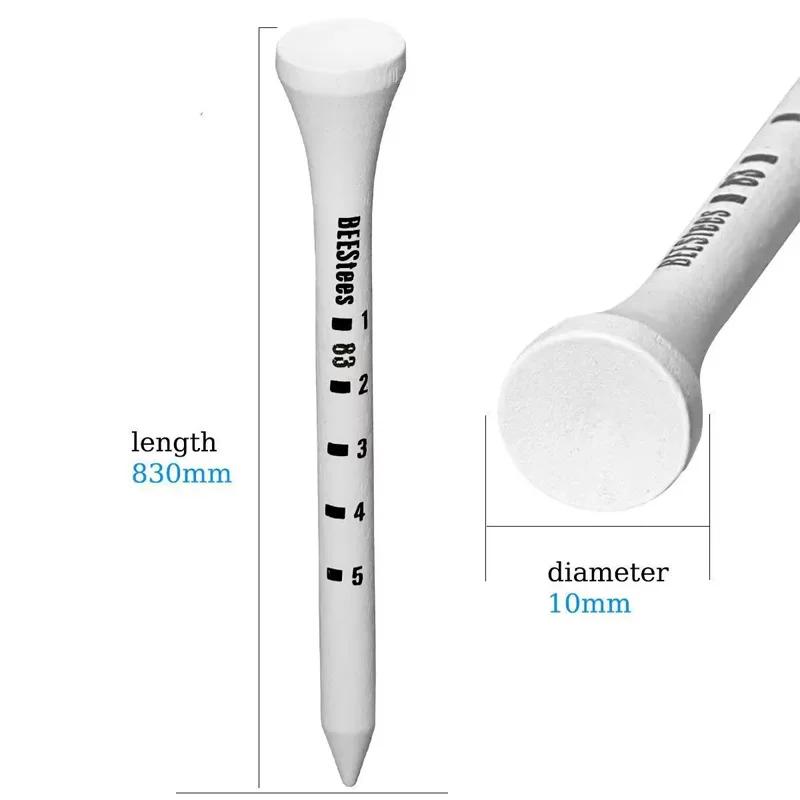 100Pcs Durable Golf Tee 83mm Golf Pills with Height Marking White Golf Solid Wood Tee Unslip Golf Holder Golf Accessories