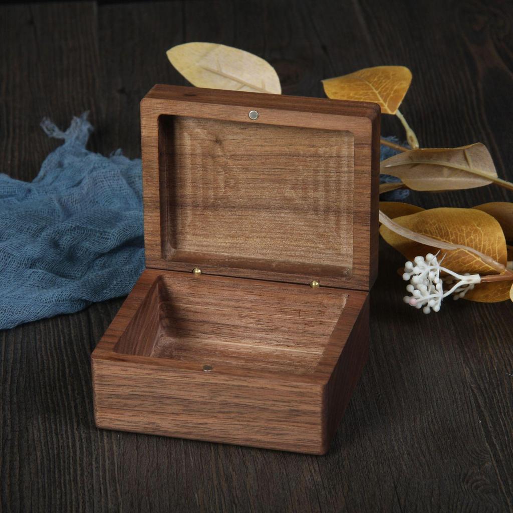 Black Walnut Flip-Top Light Luxury Storage Box for Jewelry, Antiques, or Stationery