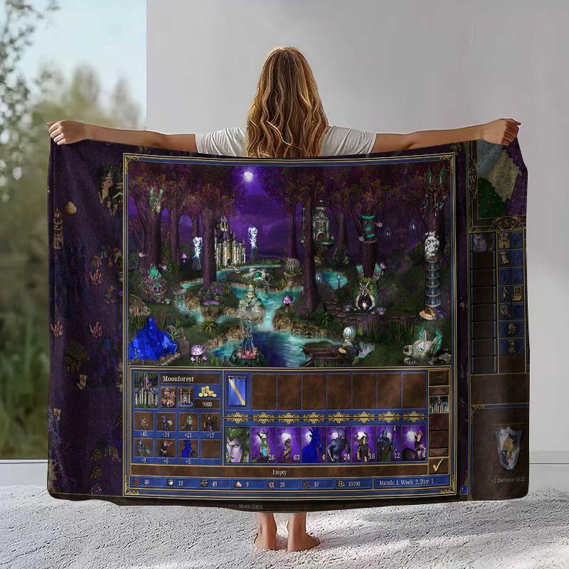 Classic Game Heroes of Might and Magic Map Flannel Blanket,Soft Plush Throw for Home Bedroom Bed Sofa Cover Camping Picnic gift