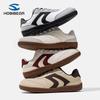 HOBIBEAR Men's Leather Wide Toe Skateboarding Sneakers, Forrest Gump Style, Casual Lightweight Shoes for Spring and Autumn.