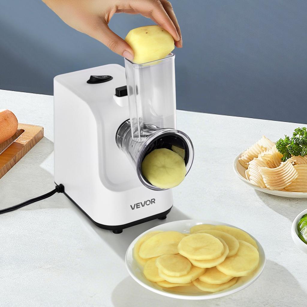 Electric Cheese Grater Salad Maker, 200W Salad Shooter, Electric Vegetable Slicer Shredder Chopper for Fruits with 5 Attachments, Stainless Steel Food