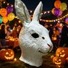 Maschera Facciale da Coniglio a Testa Intera in Lattice Testa di Coniglio Spaventosa Maschera Facciale Animale Costume Festivo per Festa Scherzosa Cosplay Bianco