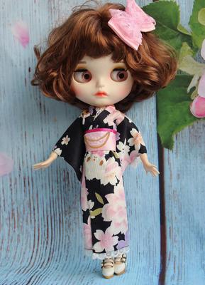 Blythe Kleidung Obeats 24 gemeinsames Kostüm rosa kleiner Teufel Kimono Kleid Kirschblütenmuster Yukata