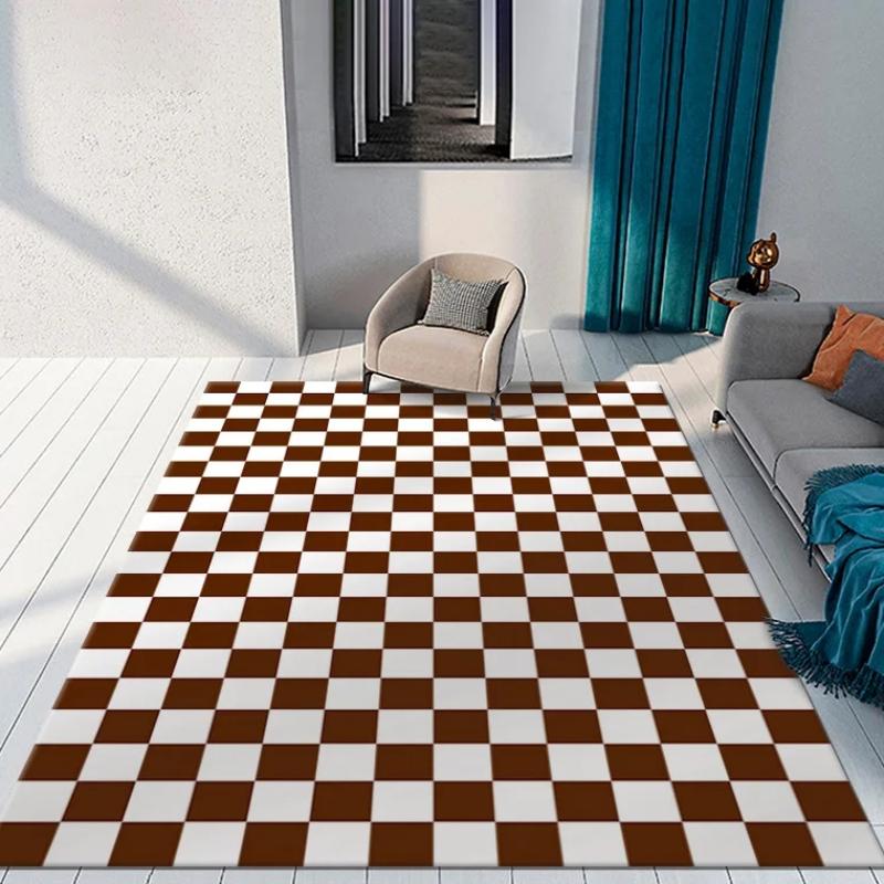 Color Checkerboard Plaid Carpet Moroccan Living Room Bedroom Rug Anti-skid Entry Door Mats Household Bedside Rugs Bay Window Mat
