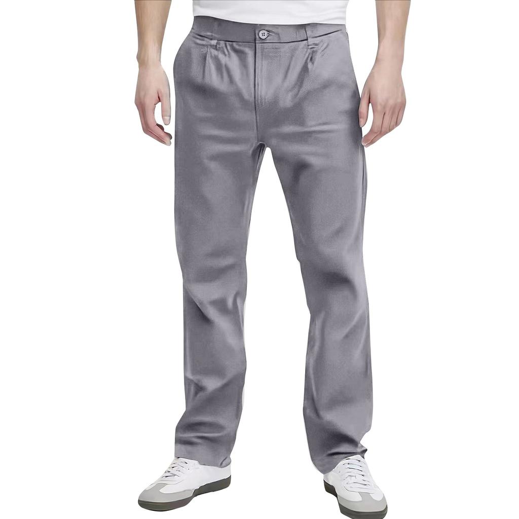 Men's Thin Loose Straight Slim Formal Pants Men's Solid Color British Casual Pants