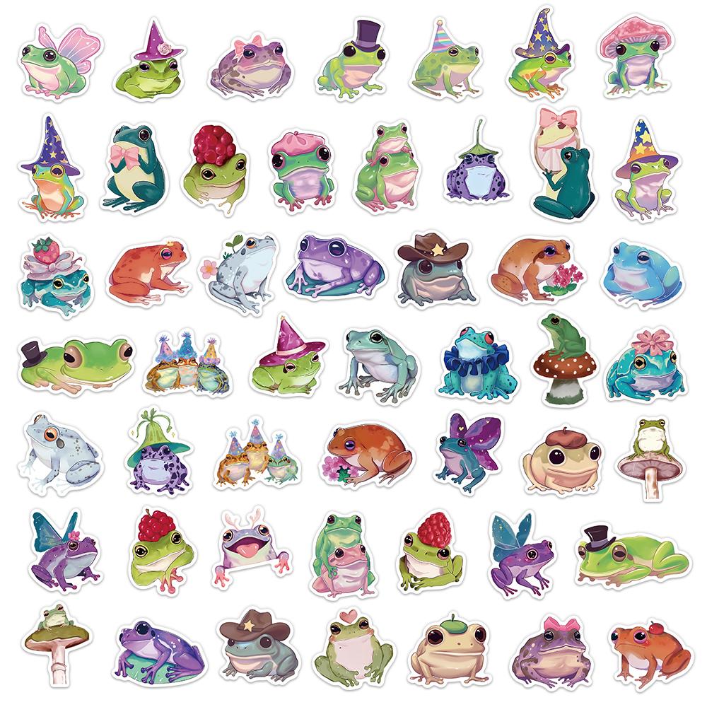 50PCS Cute Frog Stickers Exquisite Hand Account Materials Phone Cases Laptop Suitcases Water Cups Waterproof Stickers