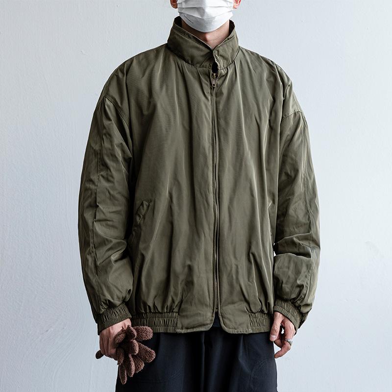 Men s Winter Retro Stand Collar Casual Cotton Jacket - Warm, Loose, Trendy Baseball Style Medium