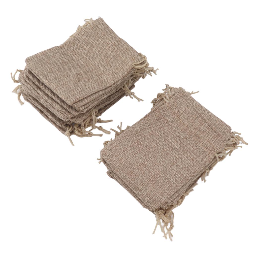 50PCS Burlap Gift Bags with Drawstring Linen Jewelry Pouches Wedding Hessian Jute Bags for Party