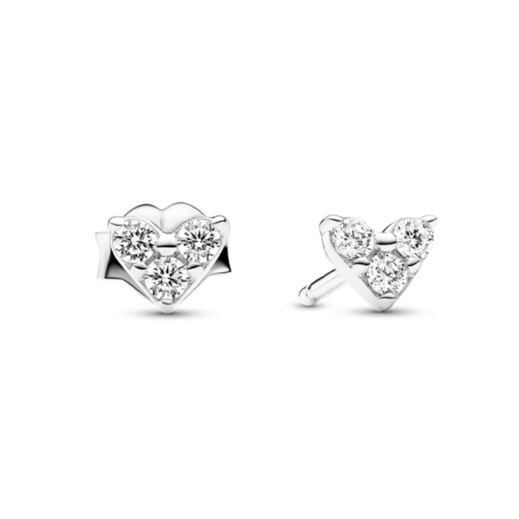 Pandora Heart Trio 925 Silver Cubic Zirconia Stud Earrings Women earrings 293003C01 Box