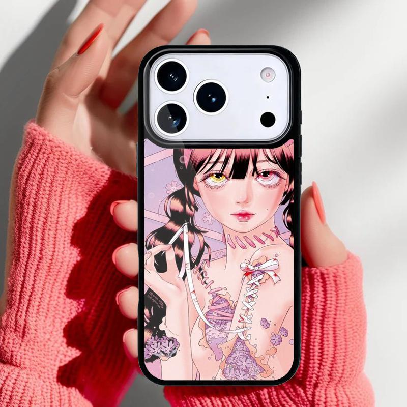 

Мультяшная девушка Иллюстрация Чехол для телефона для iPhone 17 16 15 14 13 Pro Max Задняя крышка для 12 11 Pro Coque iPhone 13