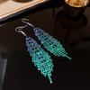 Diamond-set geometric feather fringed earrings European and American niche high-end ear hooks fashion personality versatile earrings women