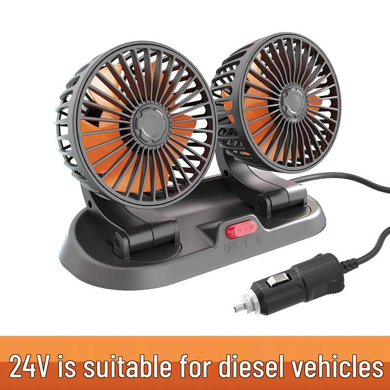 USB Double Head Car Fan - Instant Cooling for Various Vehicles - 12V/24V