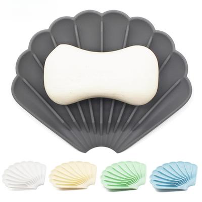 Drain Silicone Soap Box No-punch Deflecting Soap Dish Shell Non-slip Soap Mat Bathroom Supplies Soft Rubber Soap Holder