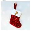 New creative DIY silver sequined knitted socks red letter christmas stockings christmas day decorative knickknacks