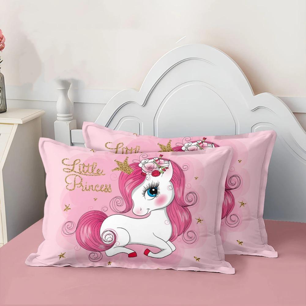 Pink Unicorn Duvet Cover pillowcase Bedroom Decoration Children Gift adult Single Double bed Large SizeZip Duvet Cover
