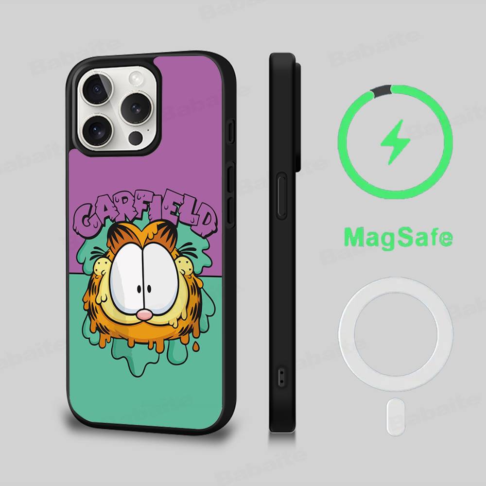 Classic Vintage Anime G-garfields Cat Phone Case Magnetic Case For IPhone 16 14 13 15 Pro For Magsafe Wireless Charge Cover