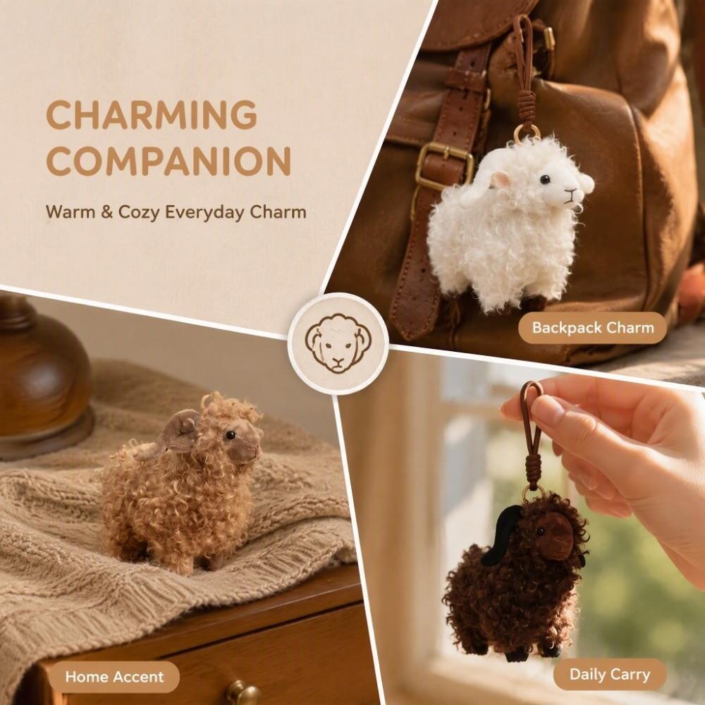 Soft Plush Keychain Fluffy Bag Charm Trend Sheep Pendant  Daily