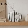 Artistic Hollow Rope Vase Minimalist Resin Flower Vase, Circle Art Modern Floral Dried Arrangement Holder for Home Living Room Bedroom Table Ornament