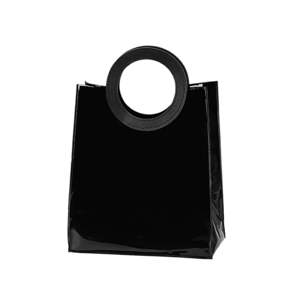 

Подарочный пакет ПВХ Черные сумки для покупок Креативная ручная упаковка Тоут Round-L