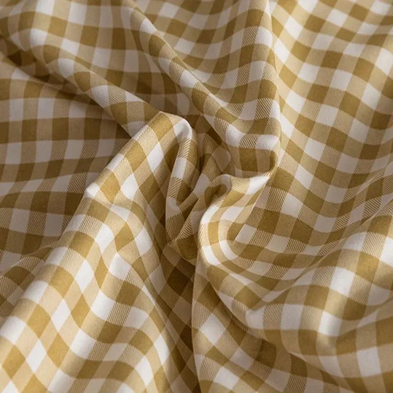 Japanese Grid Printed Washed Bedding Set Skin-Friendly Breathable Quilt Cover Sets for All Seasons Queen King Size Bedclothes