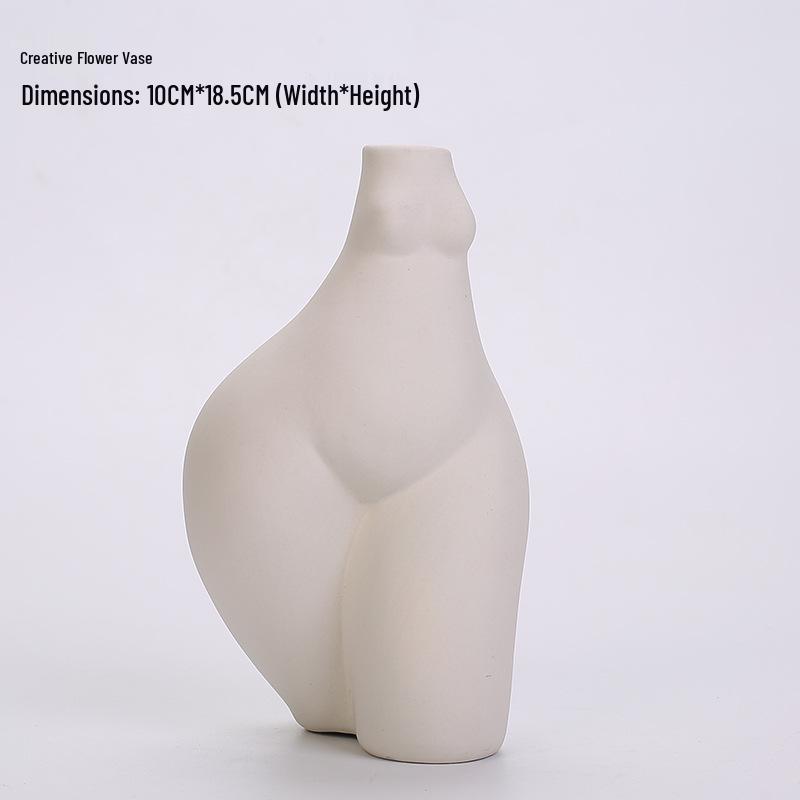 Human Body Shape Ceramic Sculpture Vase - White Decor Art Piece