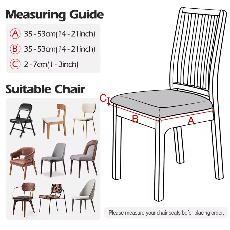 New Stretch Jacquard Chair Seat Covers Chair Removable Washable Upholstered Dining Room Chair Seat Protector Cushion Slipcovers