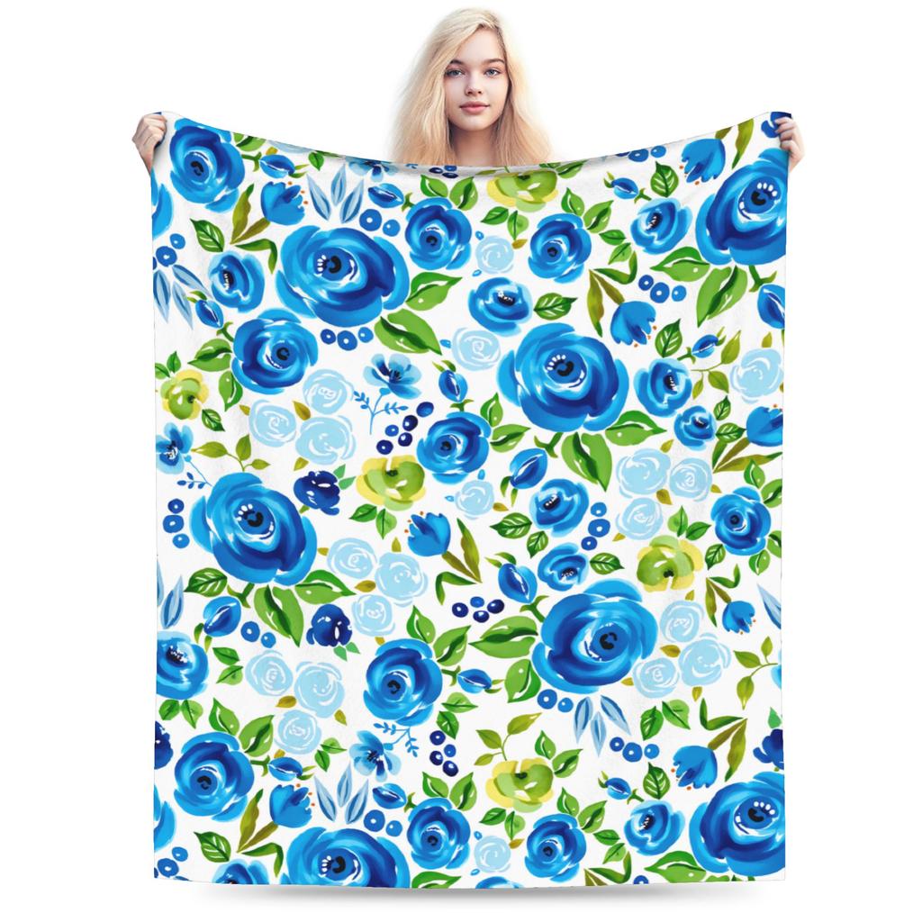 Florals on Yellow Fabric Plush Blanket Child  Flannel Throw Blanket For Outdoor Super Warm Quality Bedspread Birthday Present