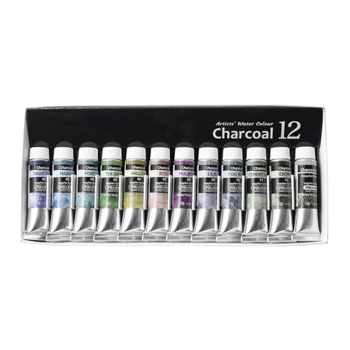 Kusakabe Transparent Watercolor Paints, Charcoal, 12-Color Set, 10ml (No. 4), 304951