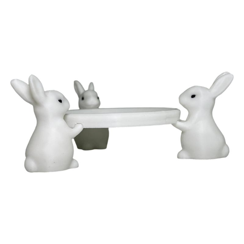 Cute Bunnies Design Decorative Tray 3D Printed Easter Rabbit Plate Cake Stand For Jewelry And Key Desk Organizers Decors