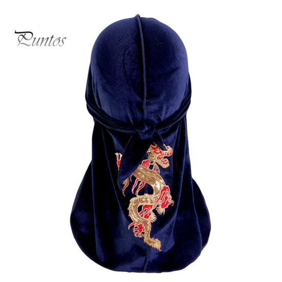 

Женский платок в китайском стиле с вышивкой дракона на шнуровке, регулируемый, золотистый бархатный, ветрозащитный, однотонный, пиратский платок, шарф с символом дворянства темно-синий