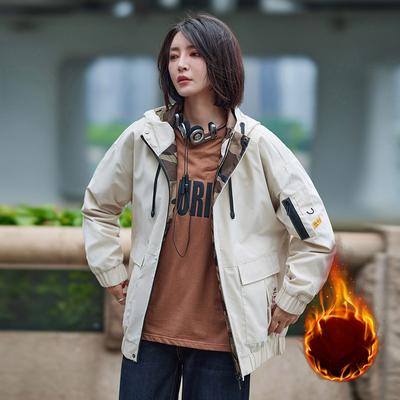 Autumn Men's Coats, Jackets, Work Clothes, Women's Loose Hooded, Trendy Casual Couples, Versatile Jackets with Velvet
