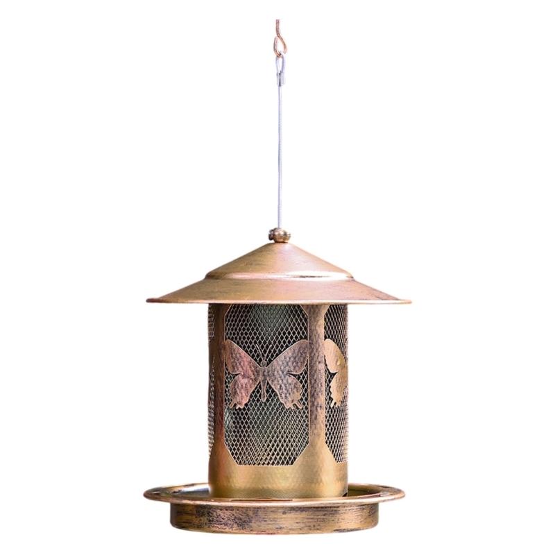 Rostfreier Metall Wildvogelfutterspender Futtertablett Eichhörnchensicheres Design Einfüllbar Aufhänger für Vogelbeobachtung im Garten