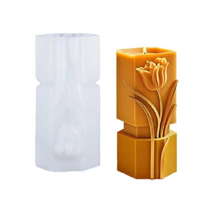 Embossed Flower Cylinder Silicone Molds for Making Candle Soap Gypsum Silicone Molds for Epoxy Resin Home Decoration