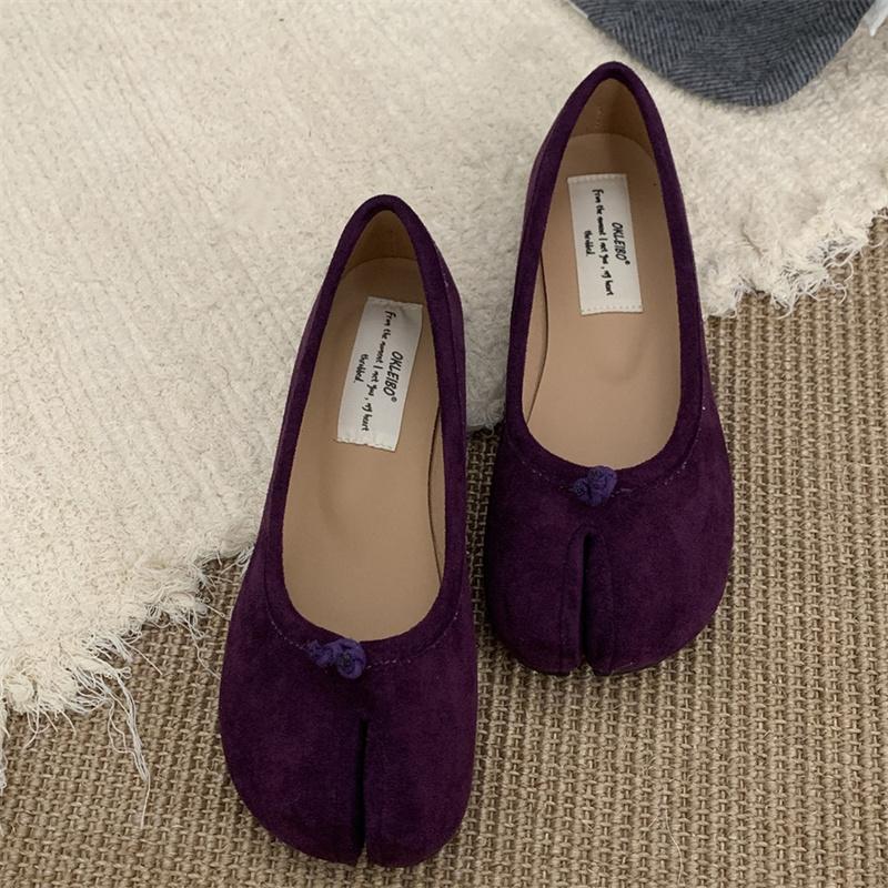 IPPEUM Velvet Mary Jane Shoes 2025 New Ballerinas Shoes Mujer Split Toe Ballet Flats