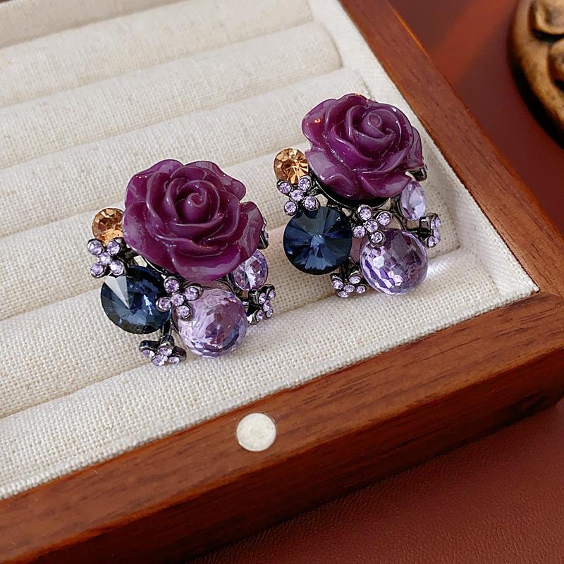 Baroque Style Zircon Earrings,Ornate Filigree Gemstone Earrings,Vintage Gemstone Drop Earrings,