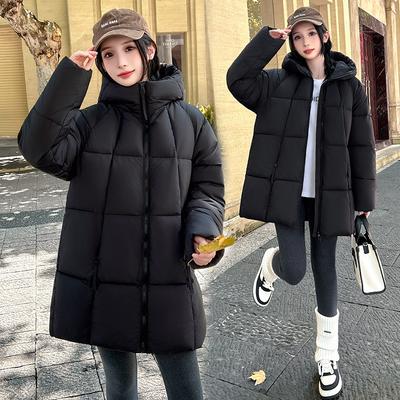 Cotton-padded Women Puffs Soft Bread Clothing Autumn and Winter New Hooded Padded Student Cotton-padded Jacket Long Cotton-padded Jacket.