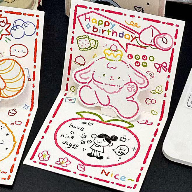 Creative 3D Cartoon Birthday Card: Folding Surprise Gift for Couples & Angels