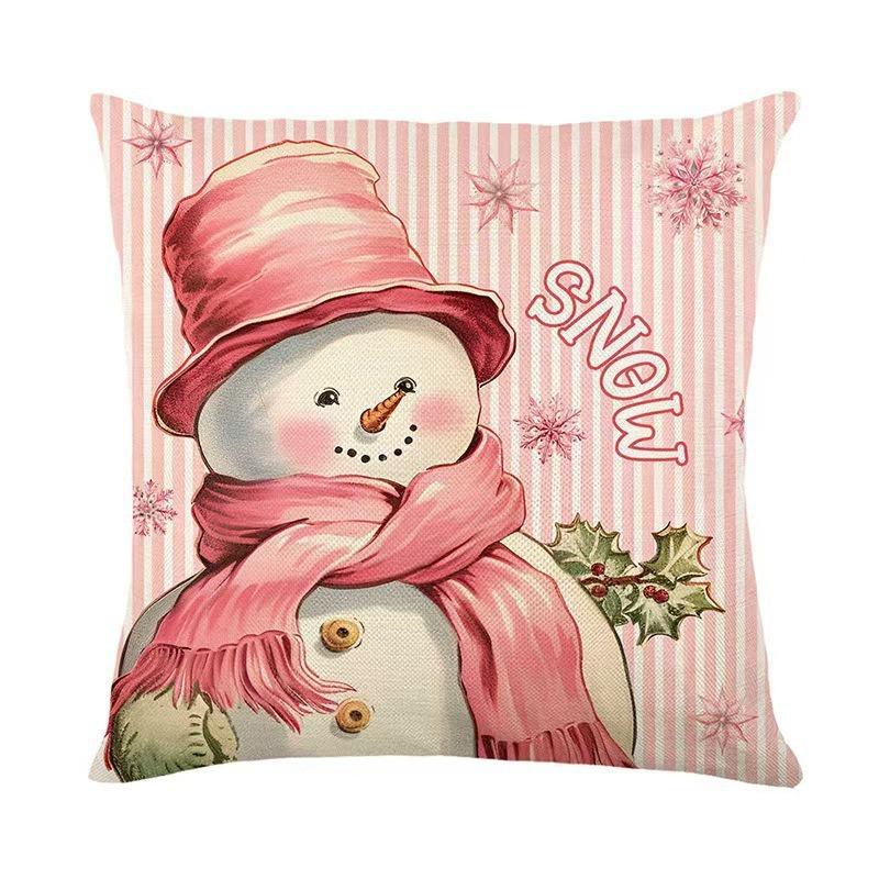 Christmas Pillow Case Pink Pillow Four-piece Set Sofa Cushion Seat Lumbar Support