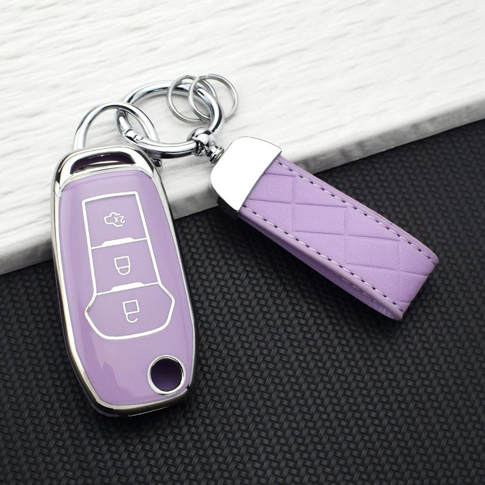 TPU Car Key Fob Case Cover for Ford F-150 F-250 F-350 Ranger Explorer Fiesta KA Mondeo New Silvery Smart Key Protector Key Chain