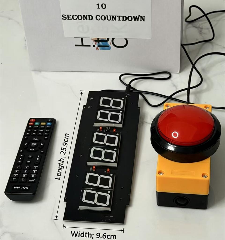 1.5-inch 26cm LED Countdown Stopwatch Clock with Button Wireless Remote Control, Store Game Promotion Challenge 10 Second Timer