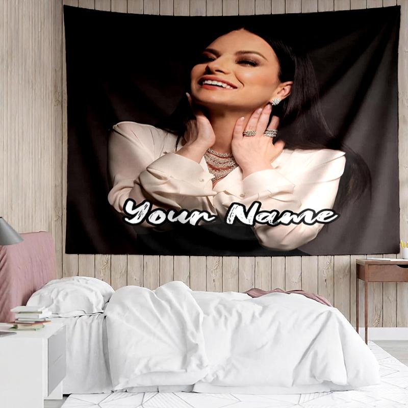Benutzerdefinierter Name Laura Pausini Druck Wandteppich, Hintergrund, Einfache Montage, Ideal für Schlafzimmer, Büro & Wohnzimmer, mit Ästhetischer Wanddekoration zum Aufhängen.