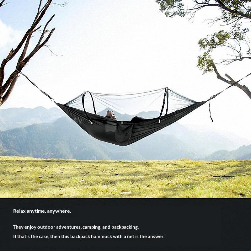 2-In-1 Camping Hammock with Mosquito Net Automatic All Season Suitable Portable Outdoor Hanging Bed for Camping Travel