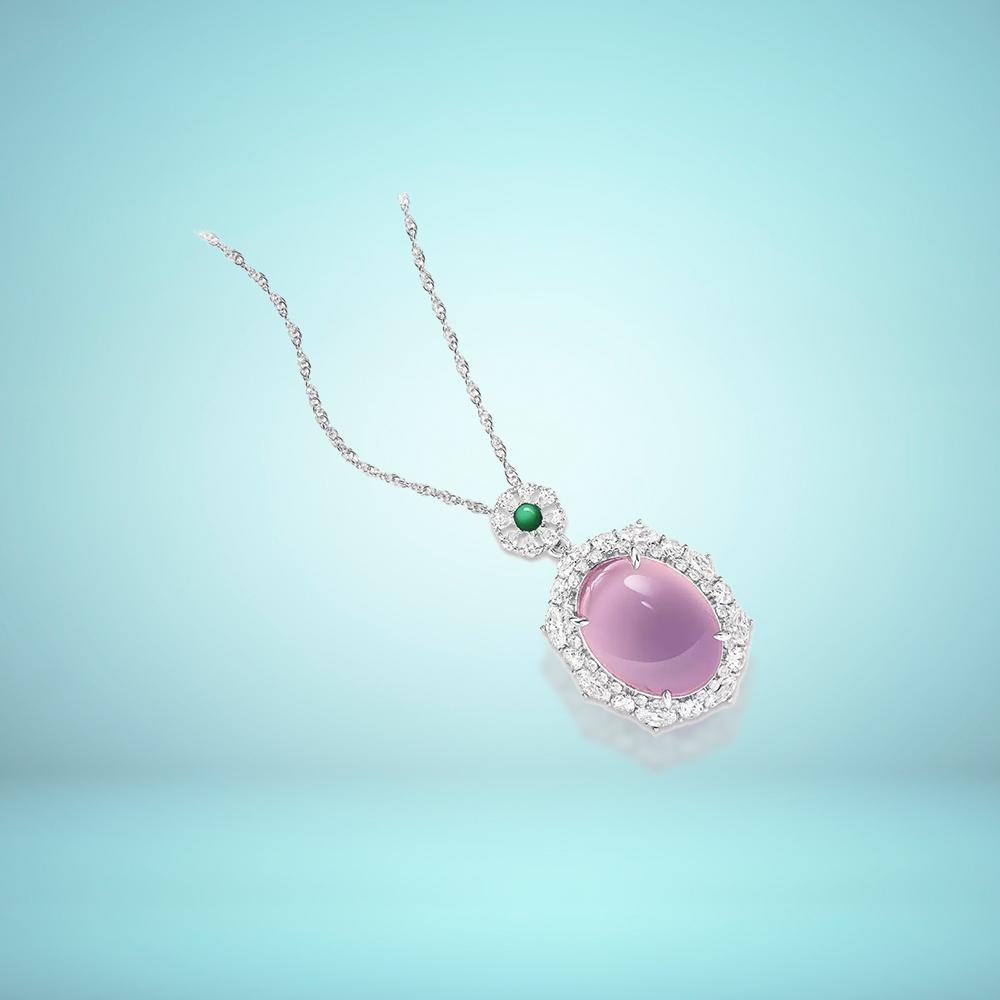 Vintage High-Ice Wedding Necklace with S925 Silver Inlaid Violet Zircon and Natural Water Foam Design