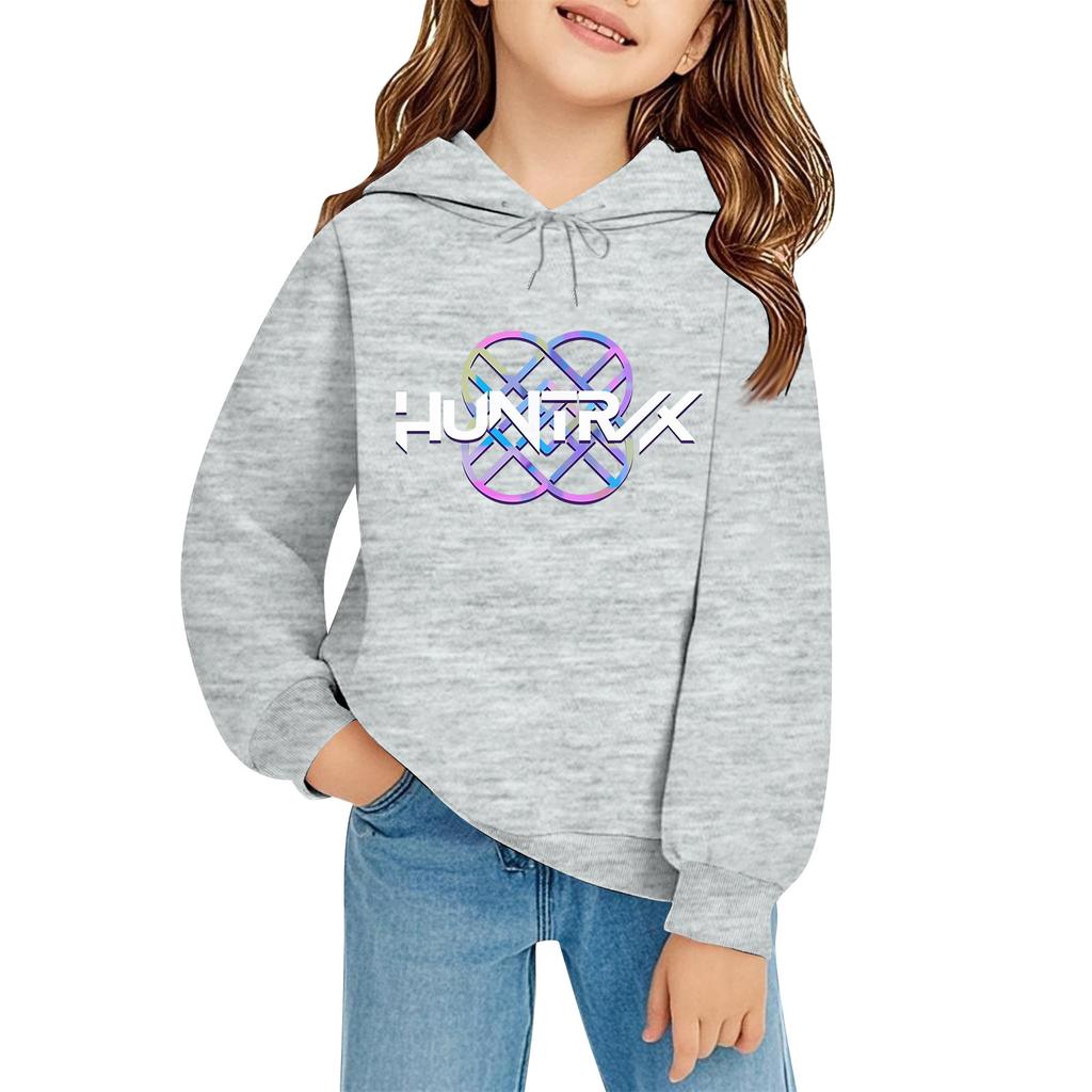 Kids' Long Sleeve Loose Pullover Letter Print Drawstring Hooded Sweatshirt