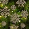 36 Pcs Christmas Snowflake Ornaments Glittered Snowflake Hanging Decoration for Christmas Indoor Winter Wonderland Decor