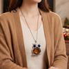 Langlebige glänzende Legierungskette mit Faux-Kristall-Eulenanhänger Halskette für Damen, Lange blaue Pullover-Kette mit Strassstein-Accessoire, Modeschmuck für den täglichen Gebrauch
