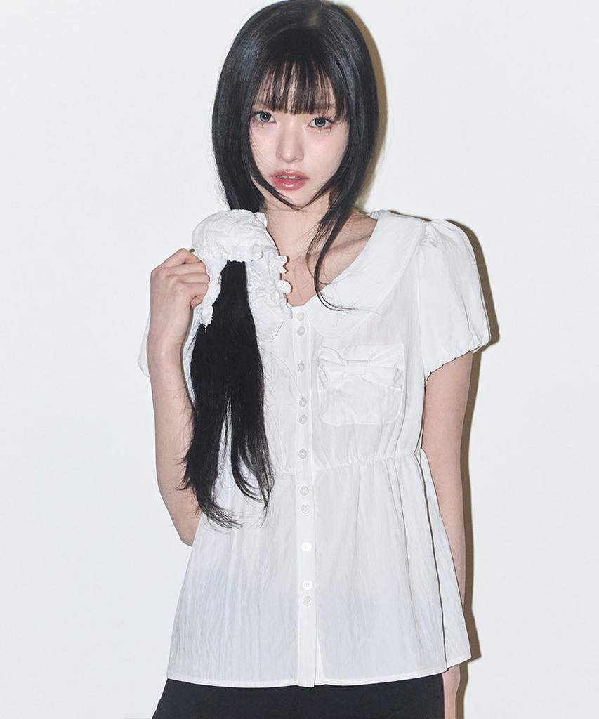 ILLIGO Forming Ribbon Puff Blouse White