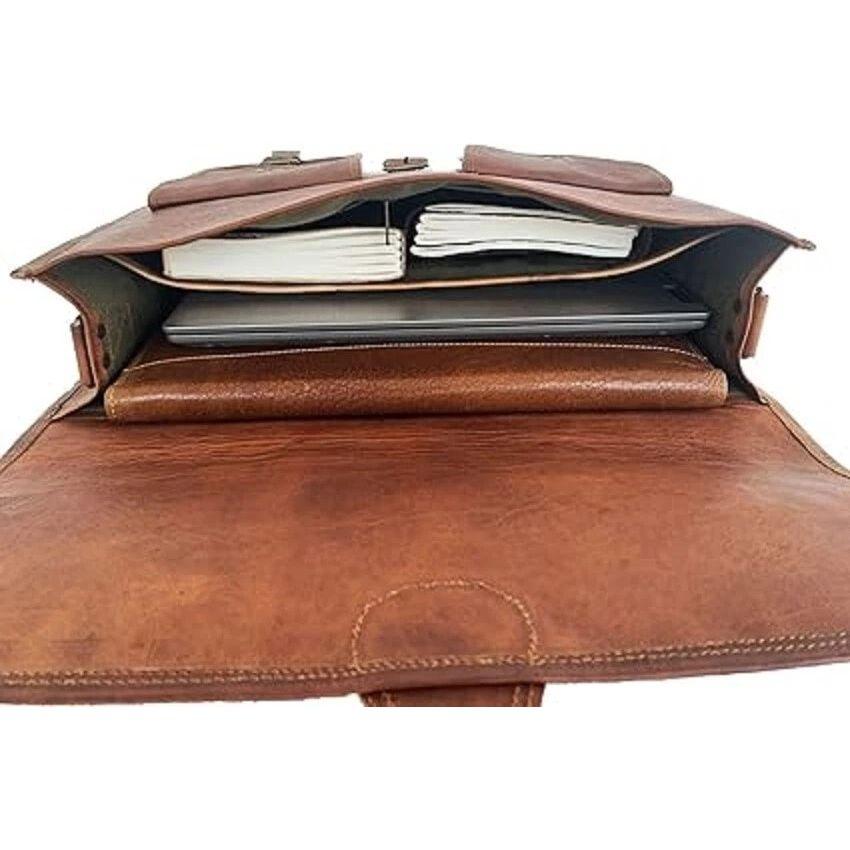 Handmade Men's Genuine Leather Vintage Laptop Messenger Briefcase Bag Satchel