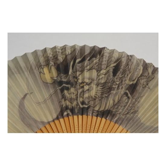 [Hasegawa] Men's Folding Fan, Lucky Charm "Dragon", Tailored by Kyoto Craftsmen, Includes Fan Case, 