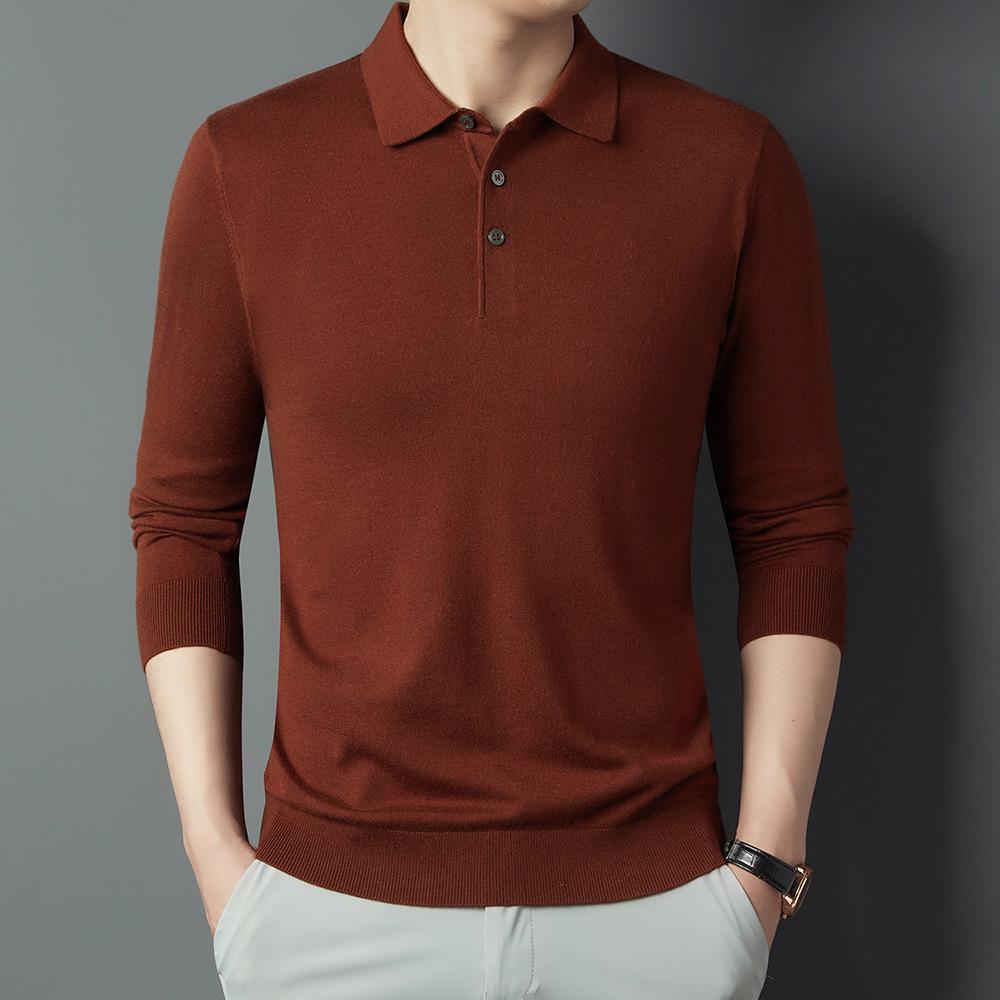 Men's Luxury Wool Sweater - Autumn/Winter Warm Casual Knit Shirt with Velvet Collar